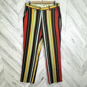 Loudmouth Golf Pants Mens Size 32x33 Multi-Color Striped Flat Front Straight Leg